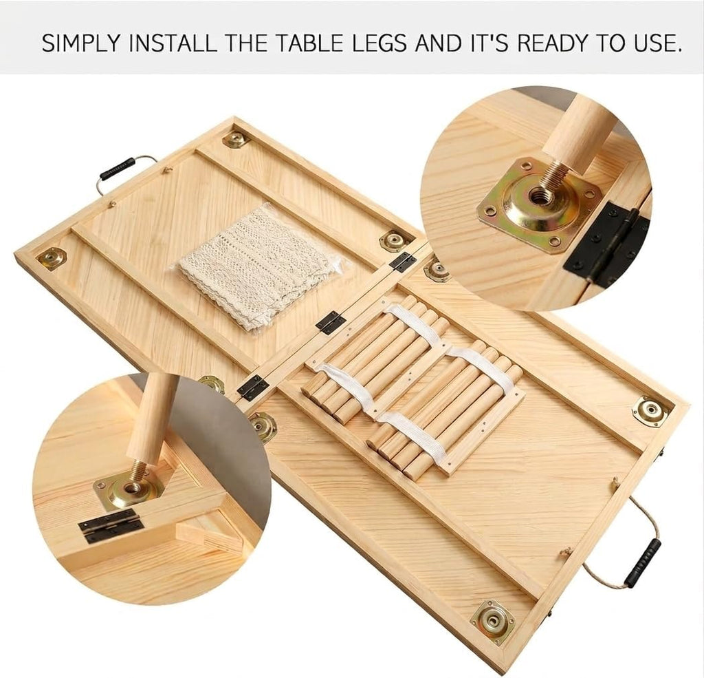 Wood Folding Large Portable Low Picnic Table