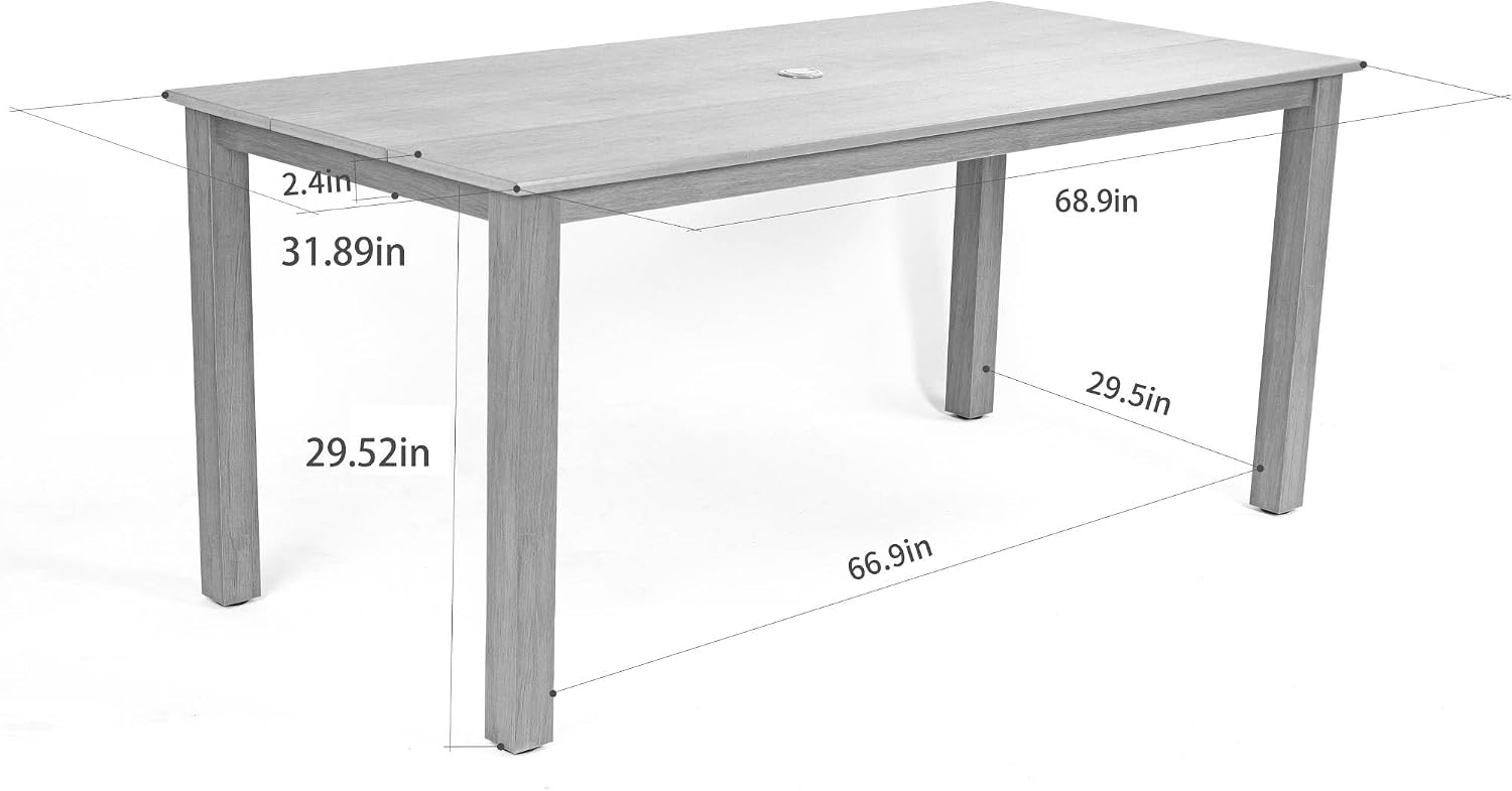 Teak Wooden Umbrella Hole 6 Seater Patio Table