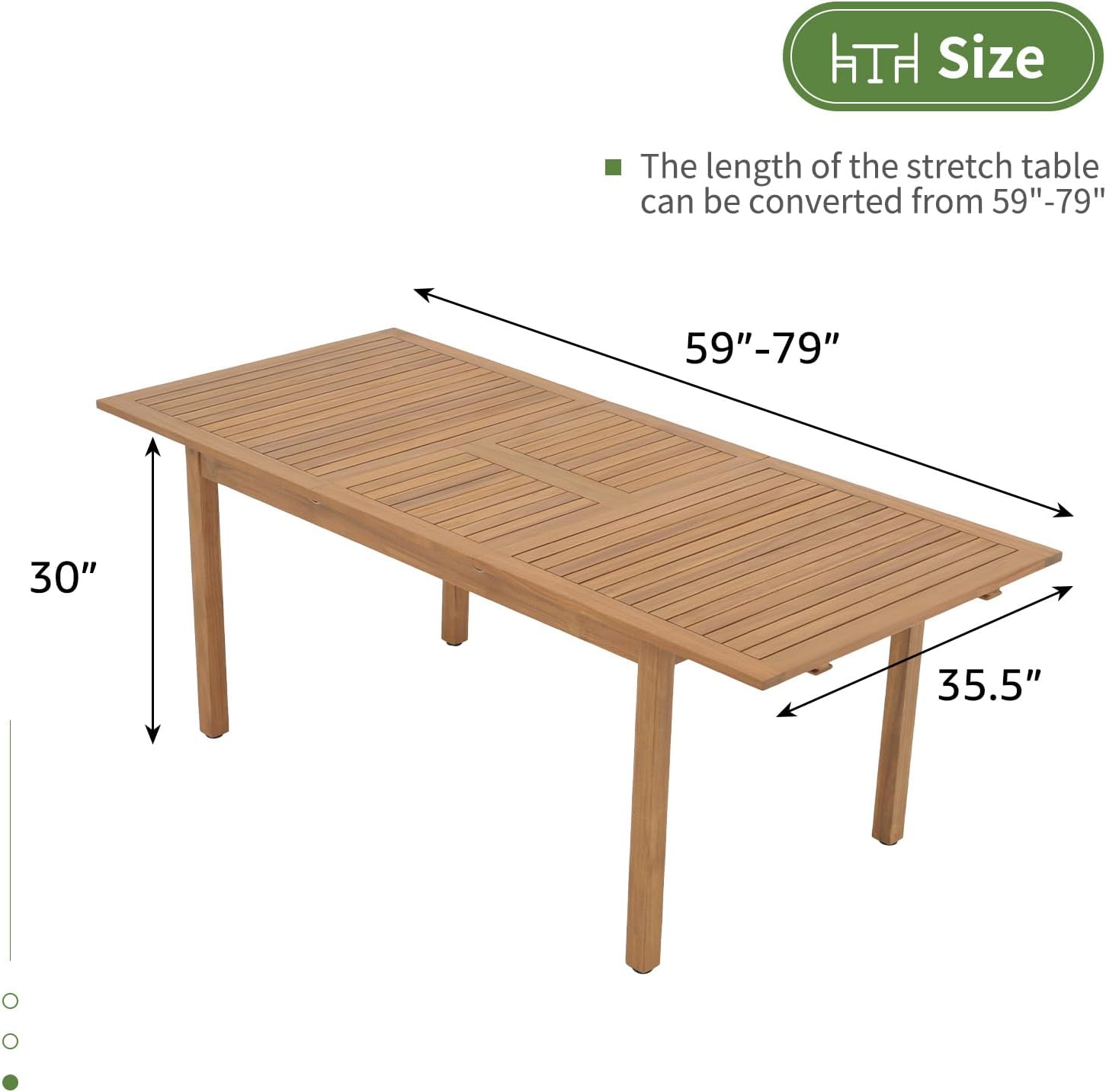 Acacia Wood Extendable Patio Dining Table