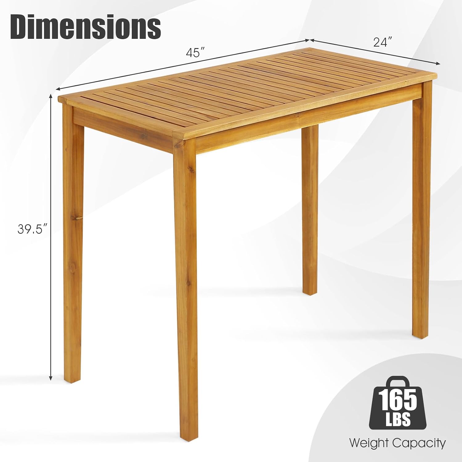 Acacia Wood Rustic Bar Height Patio Table