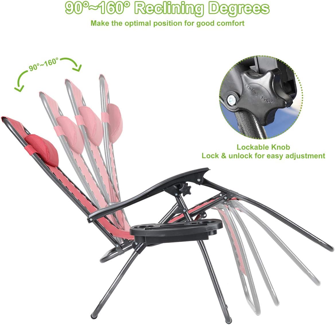 4 Set Zero Gravity Recliner Camping Lounge Chair