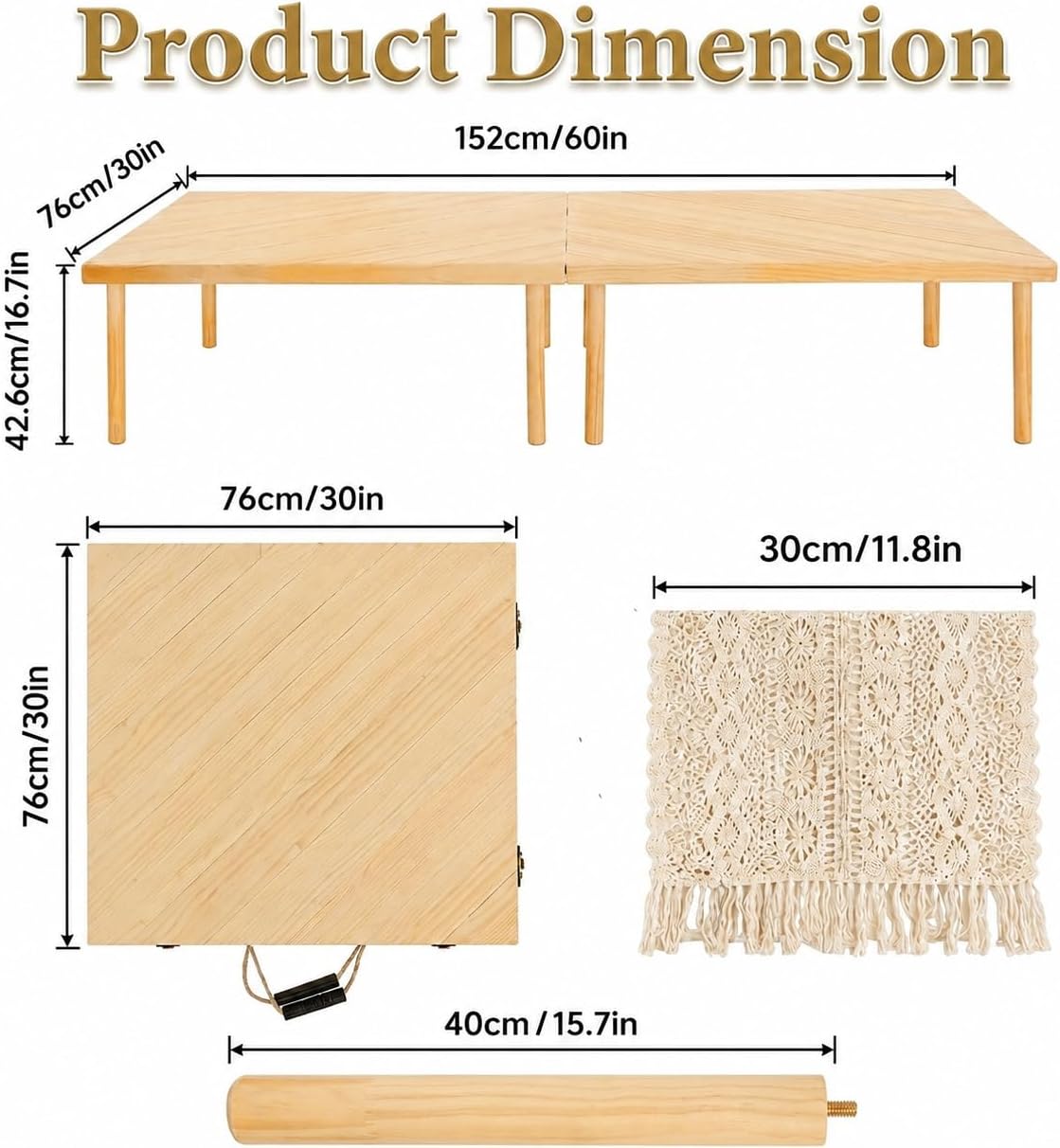 Wood Folding Large Portable Low Picnic Table