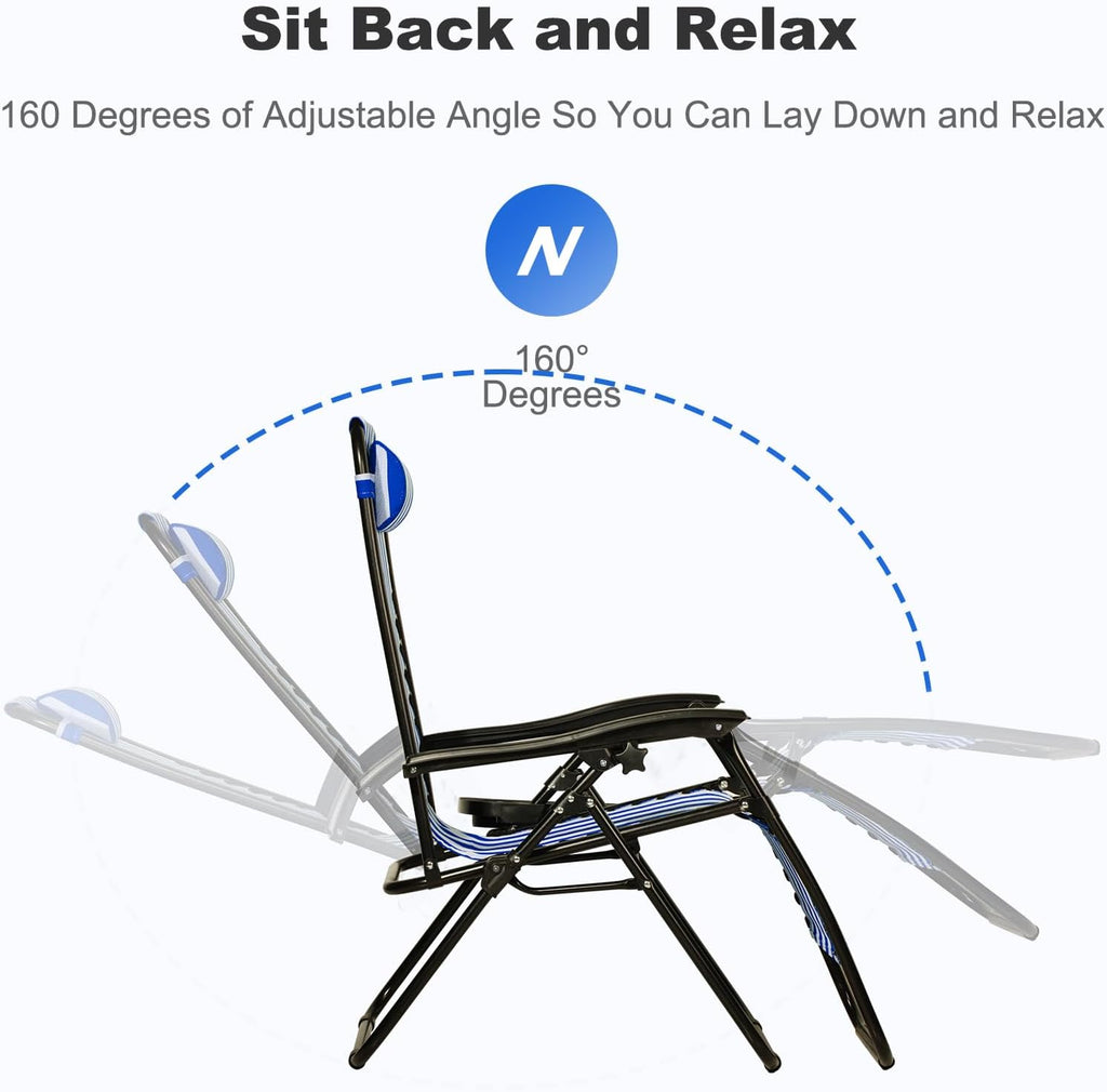 2 Navy Zero Gravity Lounge Chairs