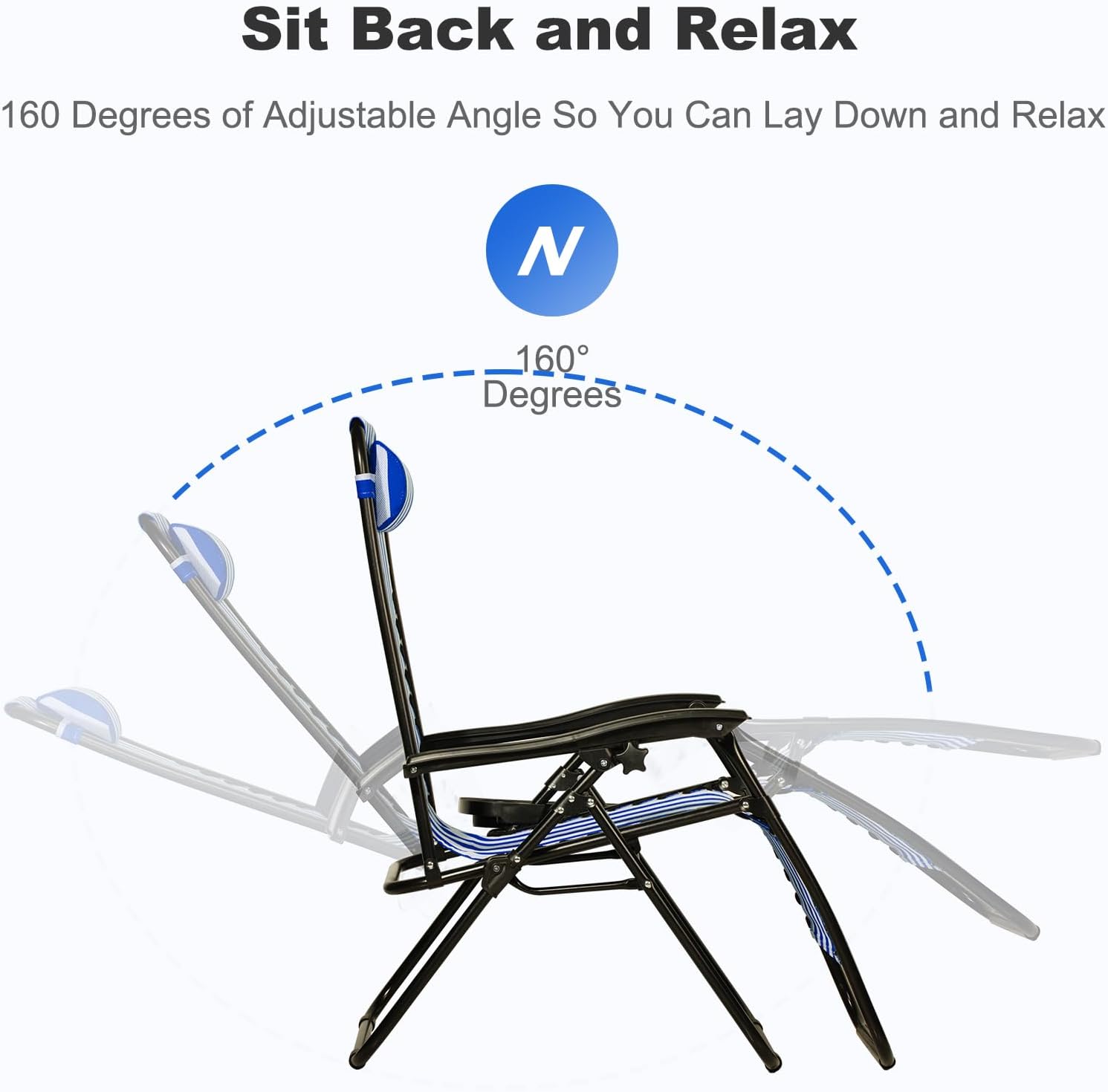 2 Navy Zero Gravity Lounge Chairs