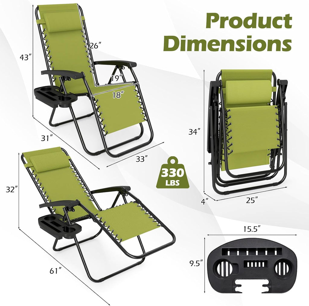 Green Portable Zero Gravity Lounge Chair