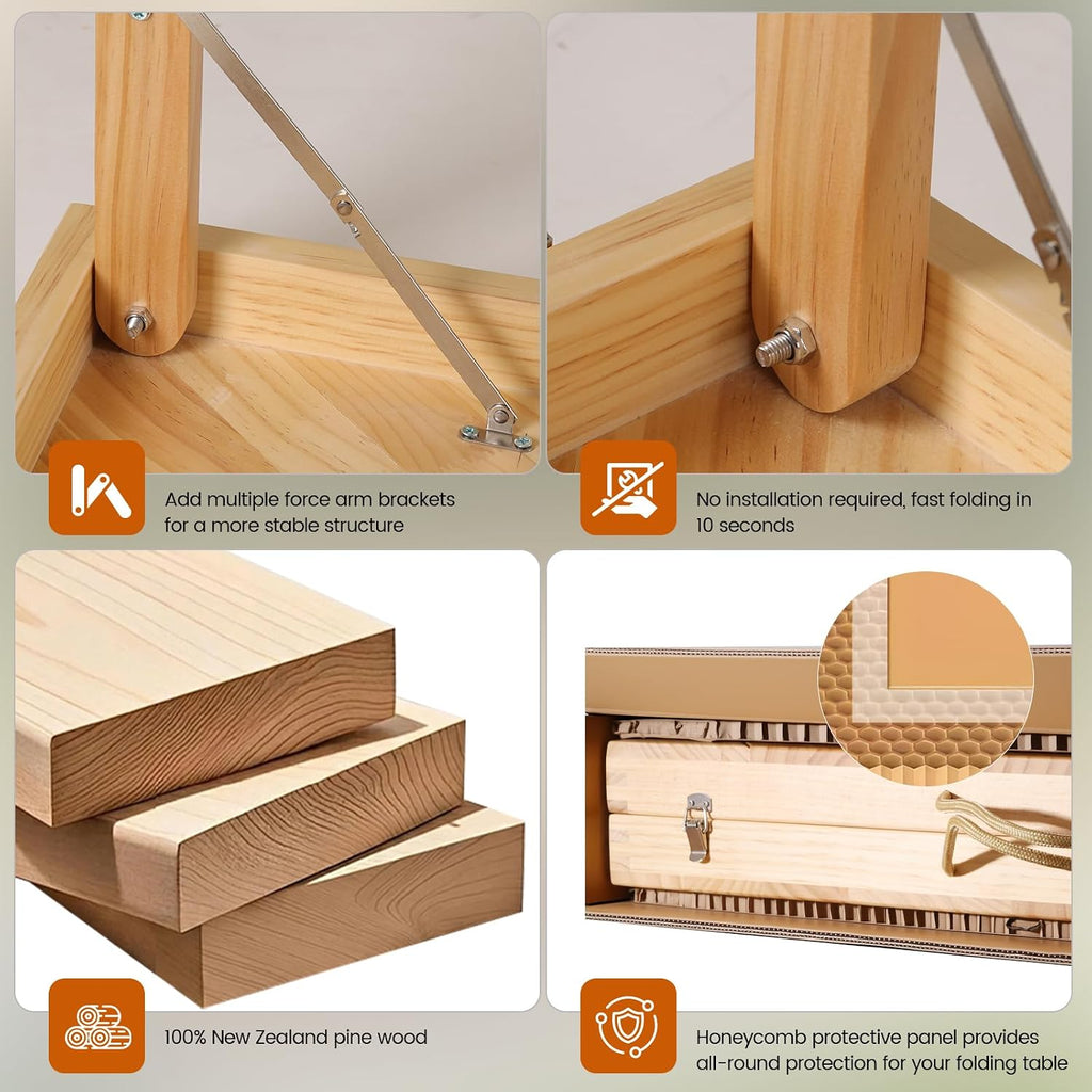 Wooden Folding Boho Portable Low Picnic Table