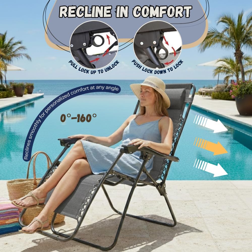 Grey Adjustable Zero Gravity Lounge Chair