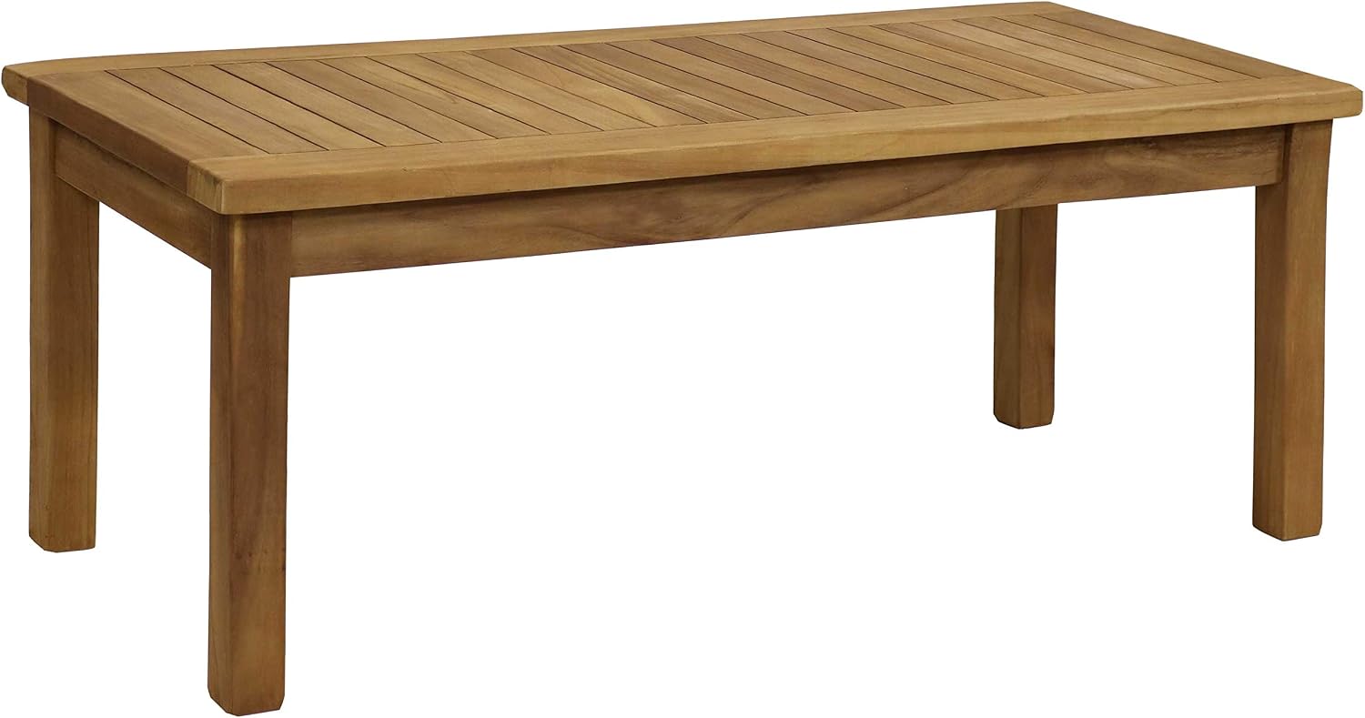 Teak Wood Slatted Rectangular Patio Coffee Table
