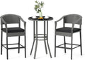 Mix Gray Rattan Glass Patio Bar Set