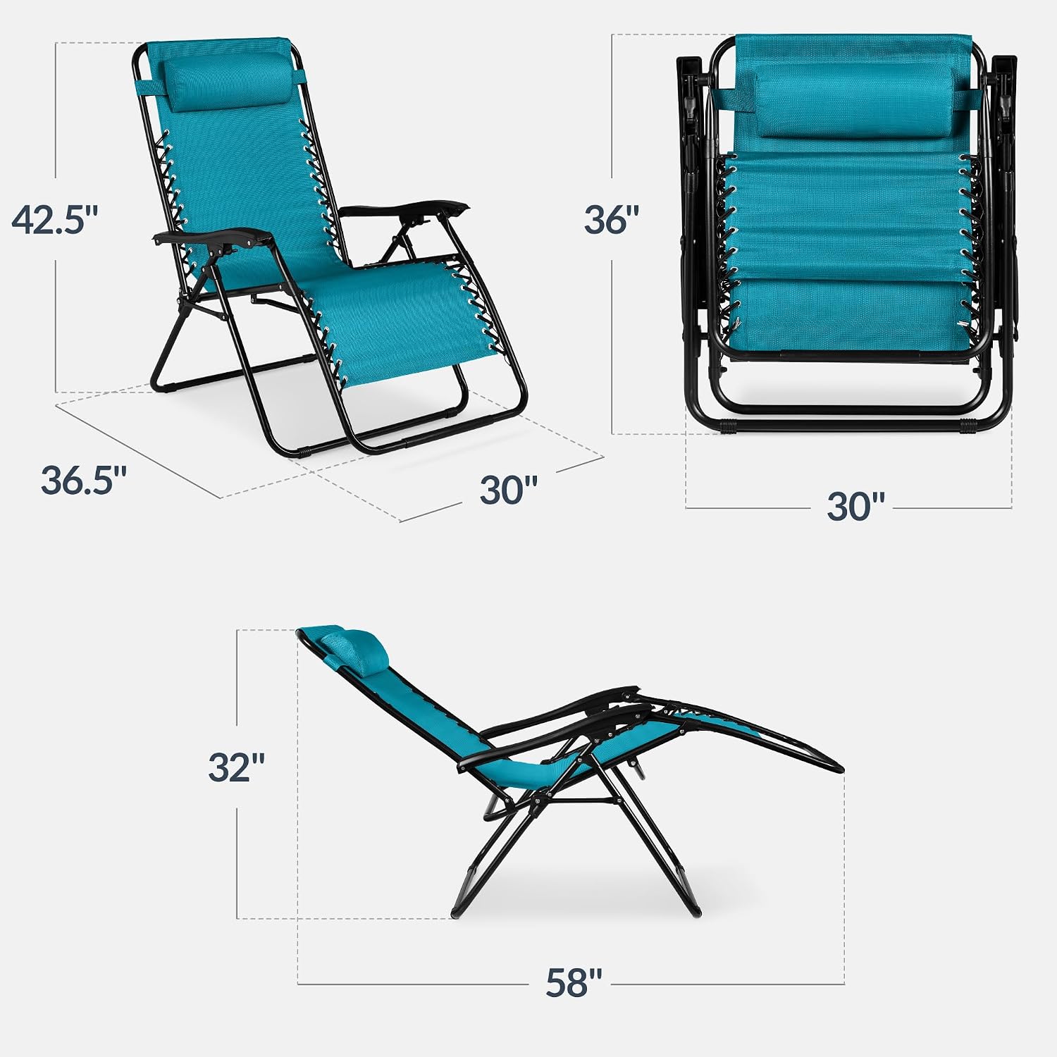 2 Peacock Blue Zero Gravity Chairs
