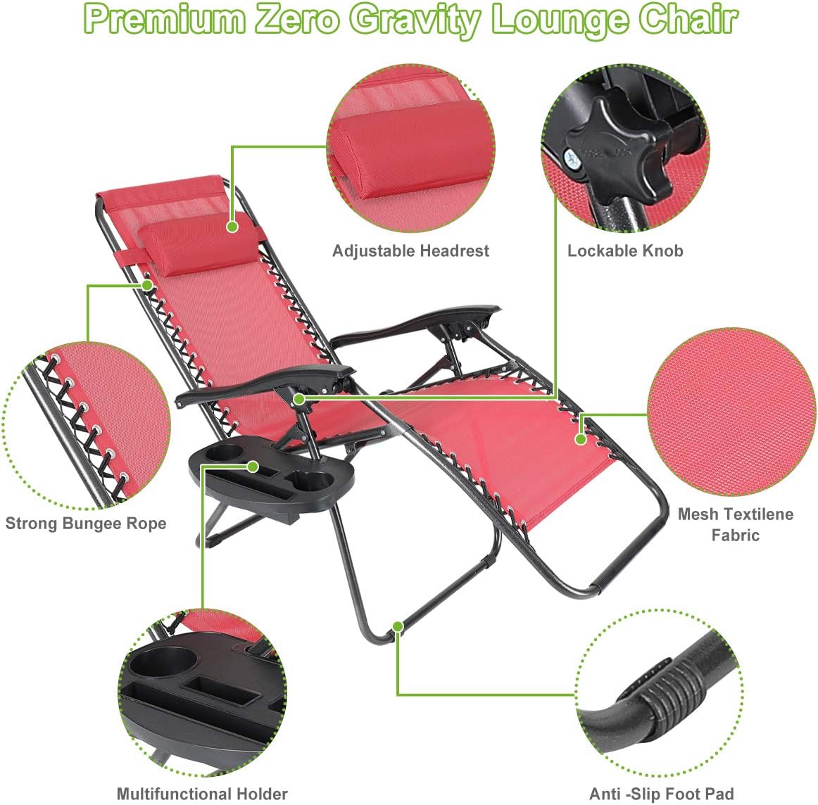 4 Set Zero Gravity Recliner Camping Lounge Chair