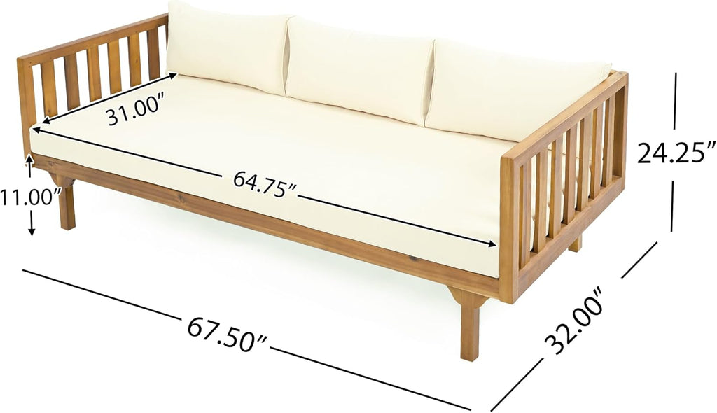 Teak Wood Cushioned Patio Sofa Set