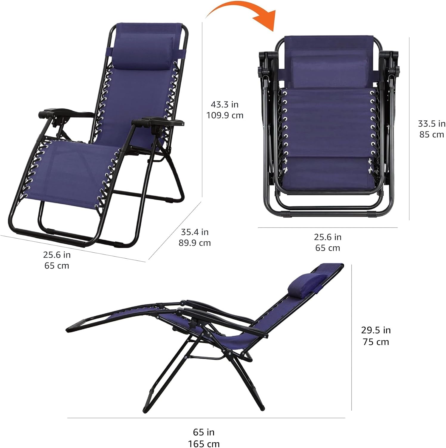 Zero Gravity Outdoor Lounge Chair Navy