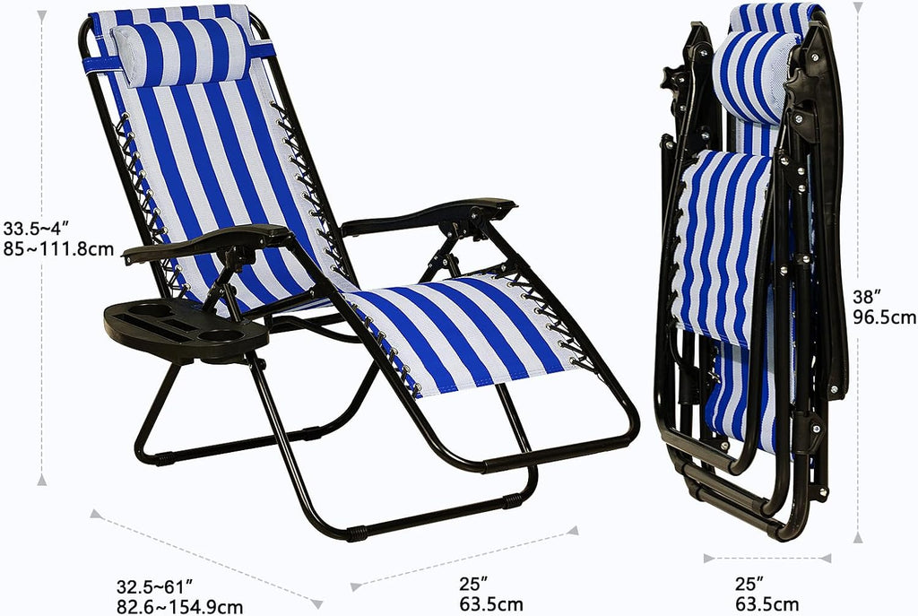 2 Navy Zero Gravity Lounge Chairs