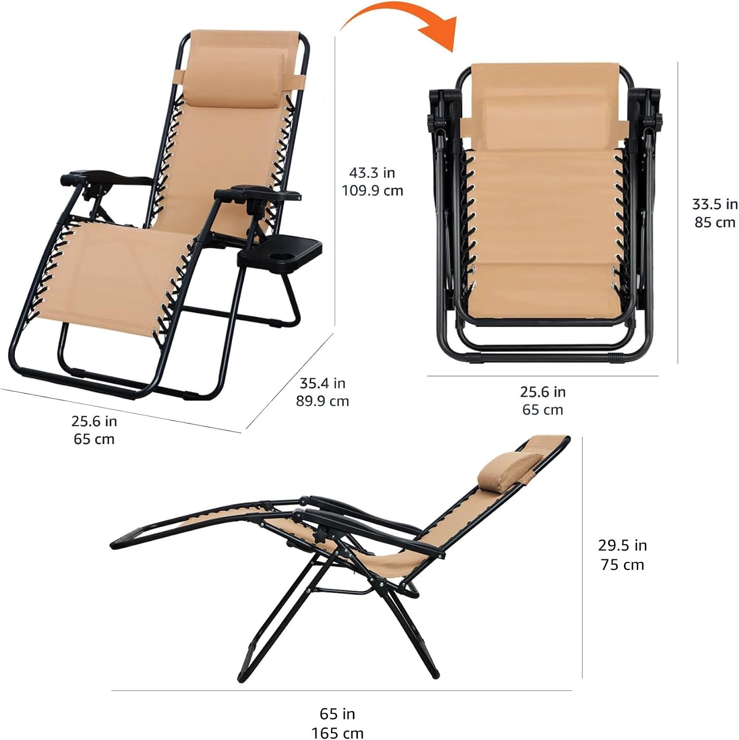 2-Pack Zero Gravity Outdoor Lounge Chair