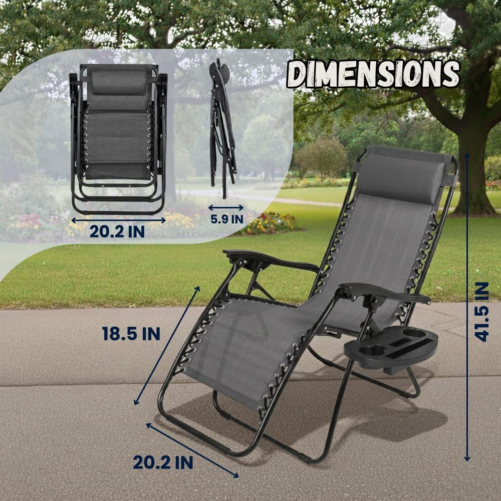Grey Adjustable Zero Gravity Lounge Chair