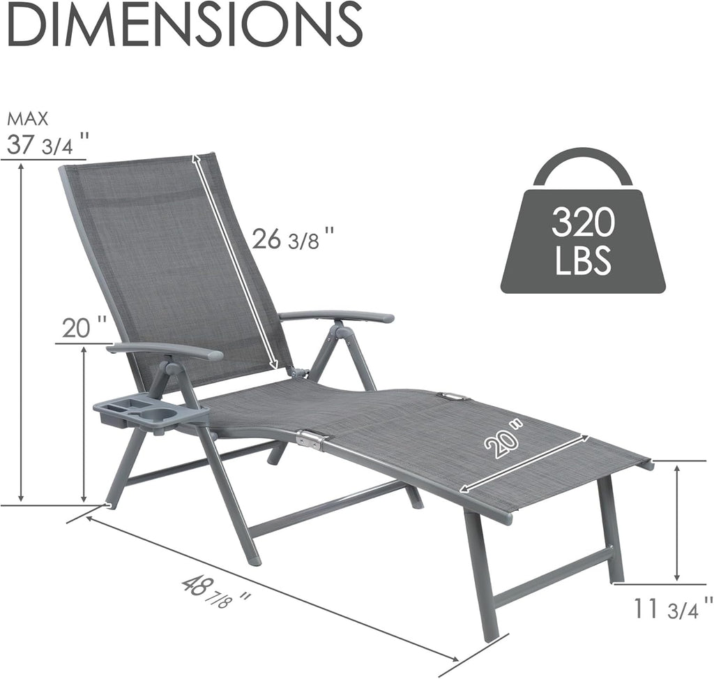 Aluminum Adjustable Outdoor Chaise Lounge Chair