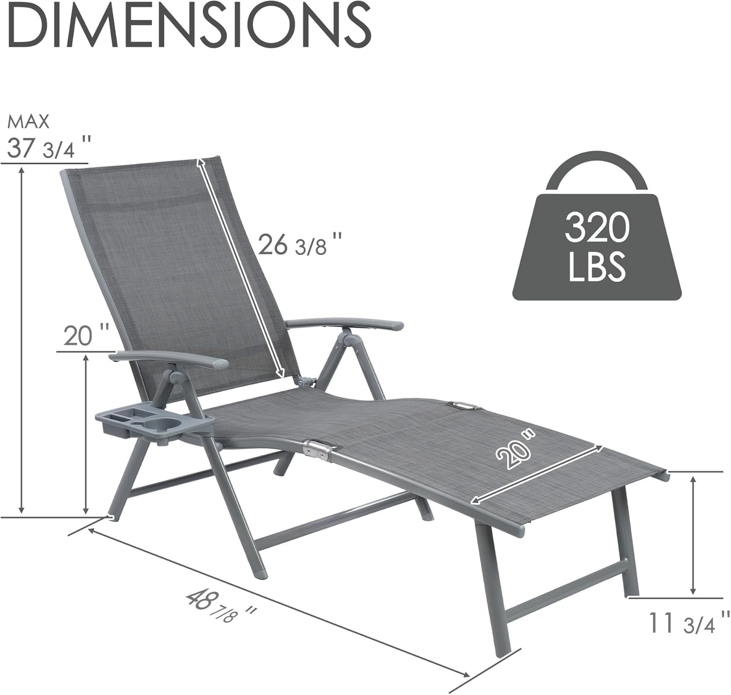 Aluminum Adjustable Outdoor Chaise Lounge Chair
