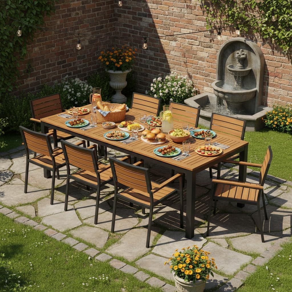 Acacia Wood Rectangular Patio Dining Table