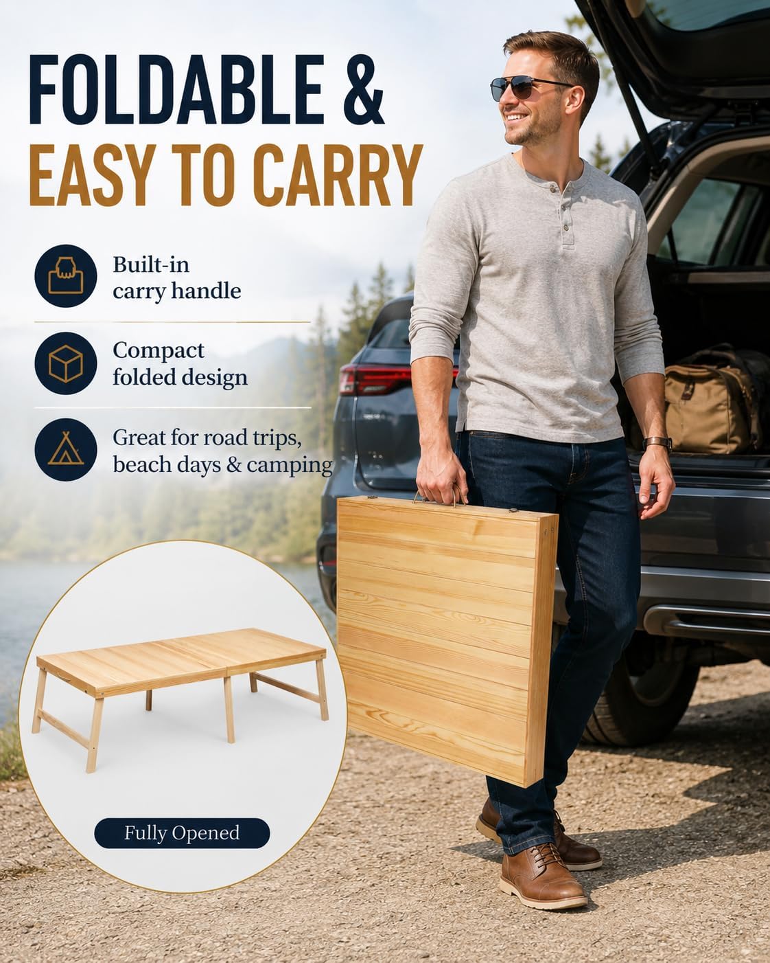 Foldable Wooden Portable Outdoor Picnic Table