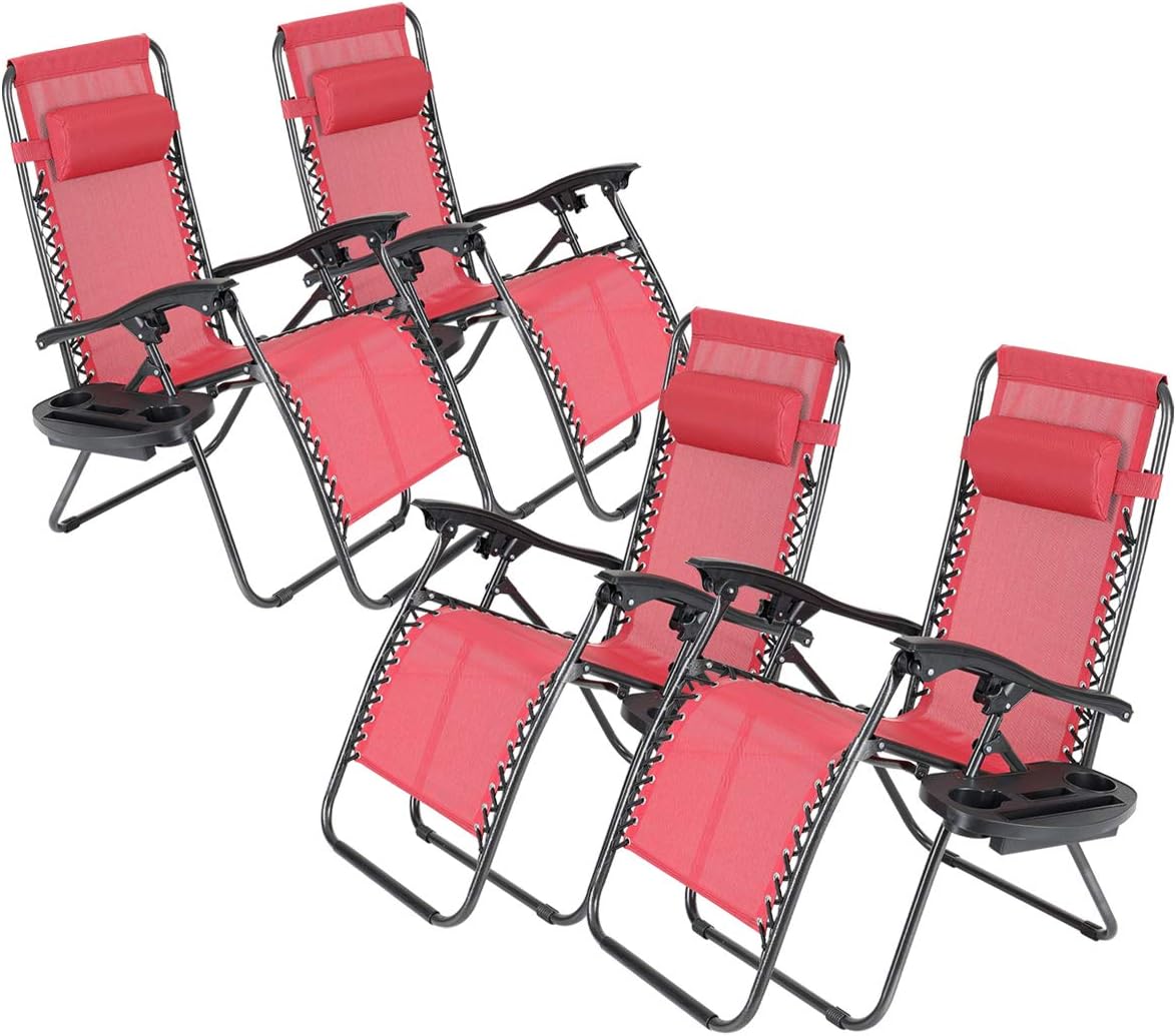 4 Set Zero Gravity Recliner Camping Lounge Chair