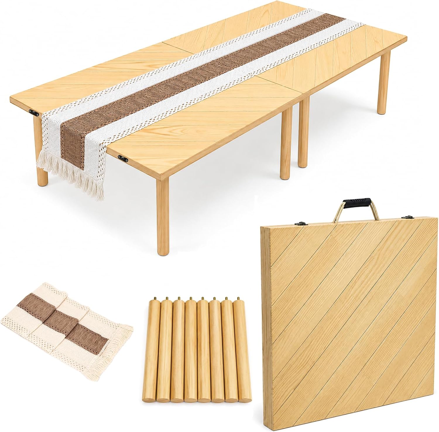 Wooden Folding Boho Low Outdoor Picnic Table