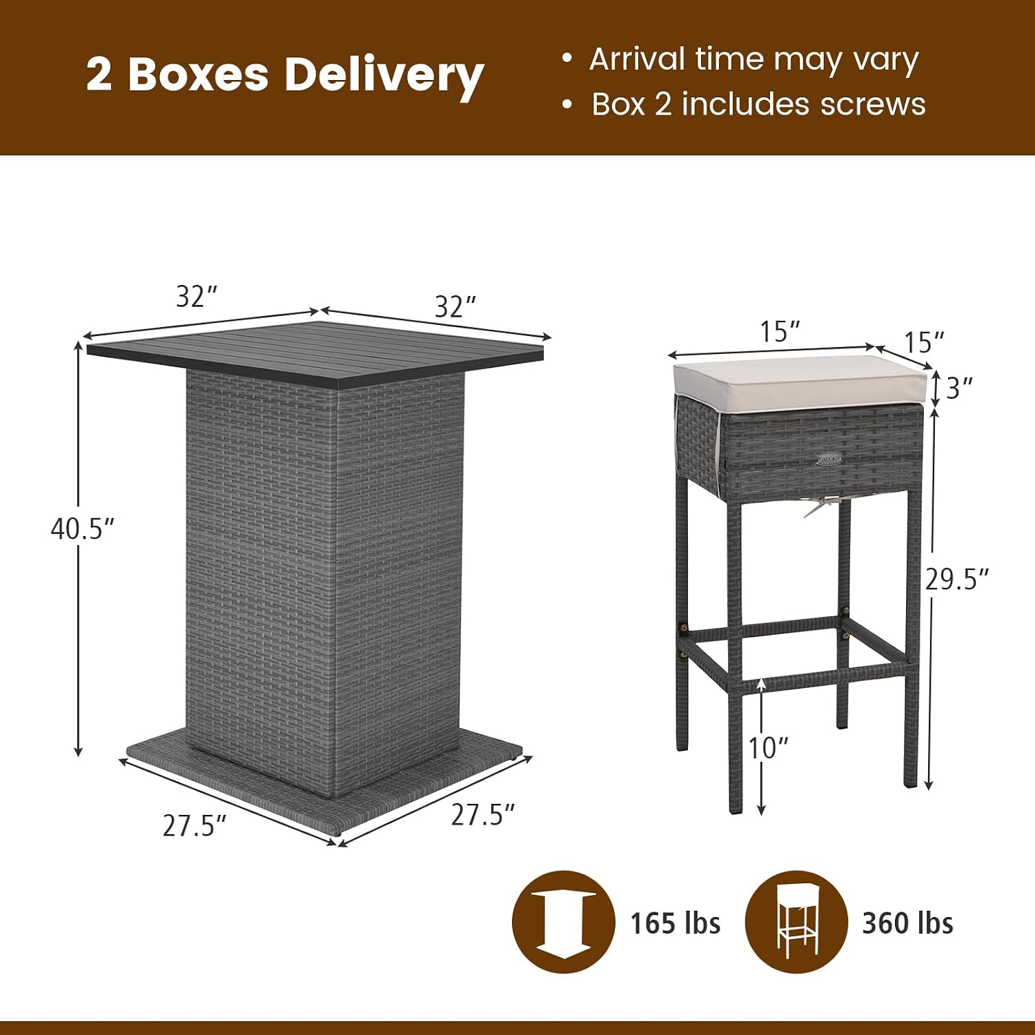 White Grey Wicker Bar Patio Storage Set