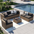 Wicker Cushioned Outdoor Patio Sectional Set