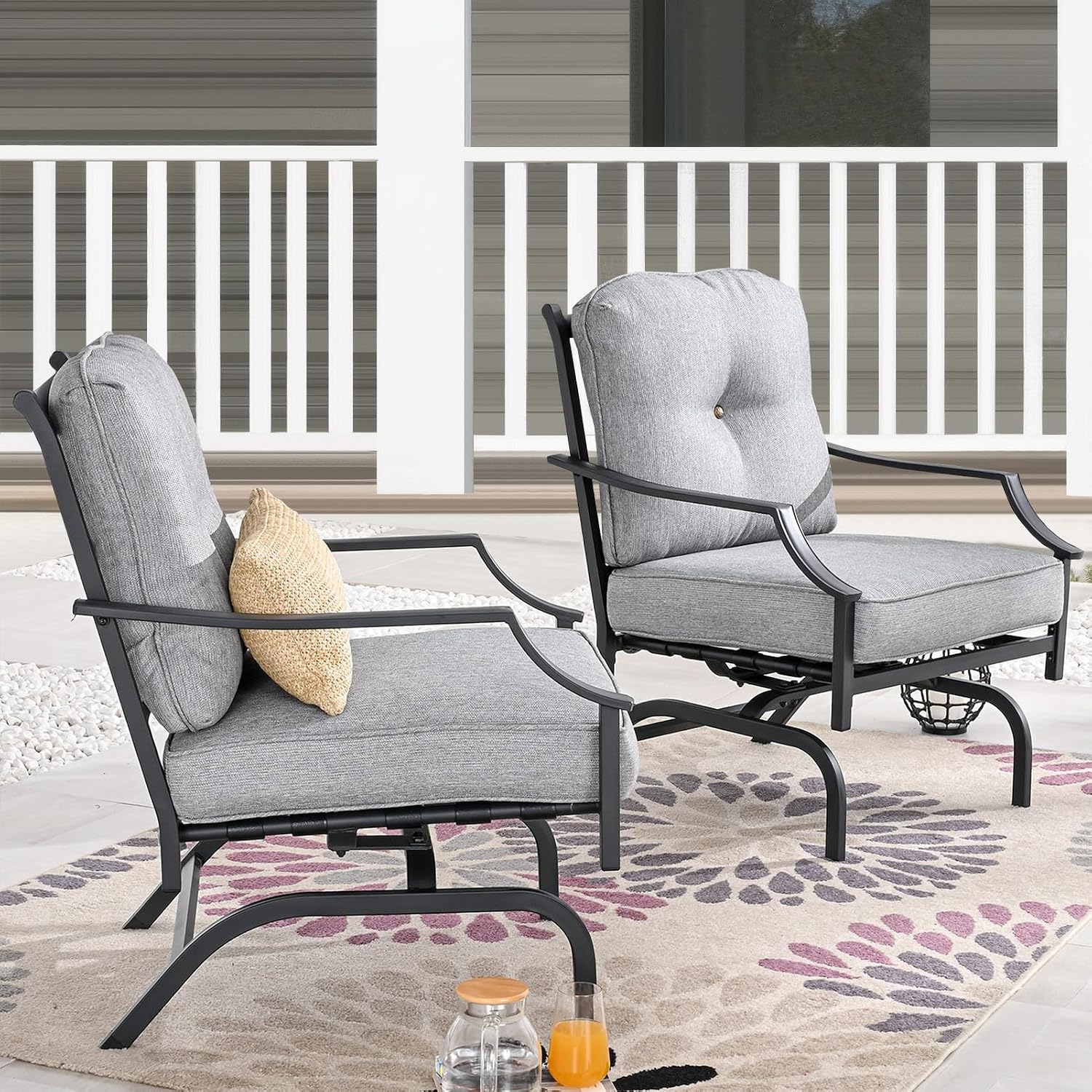 4Pc Grey Metal Patio Sofa Set