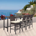 Brown Beige Wicker All Weather Bar Set