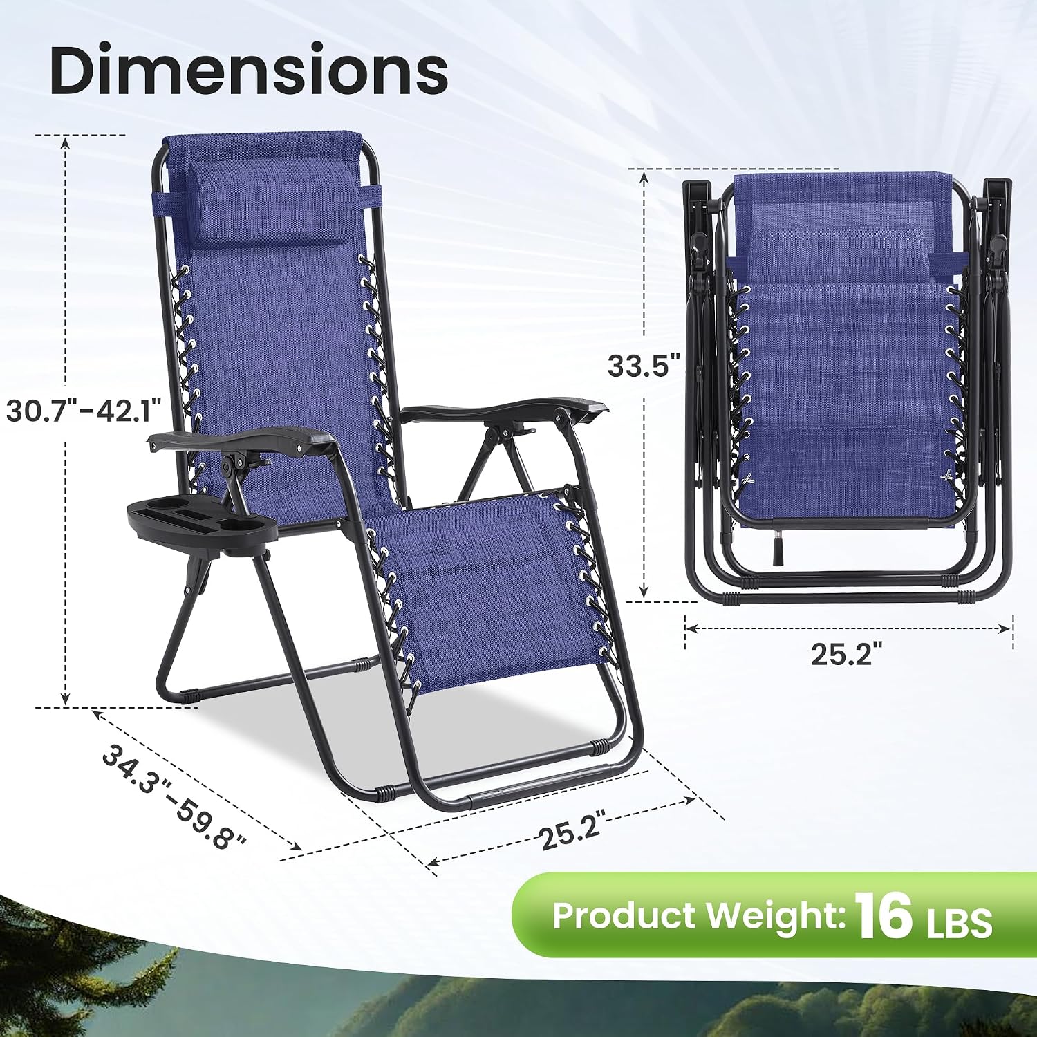 4-Piece Zero Gravity Outdoor Lounge Chair