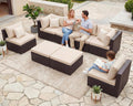 Brown Beige Rattan Deep Seating Patio Set