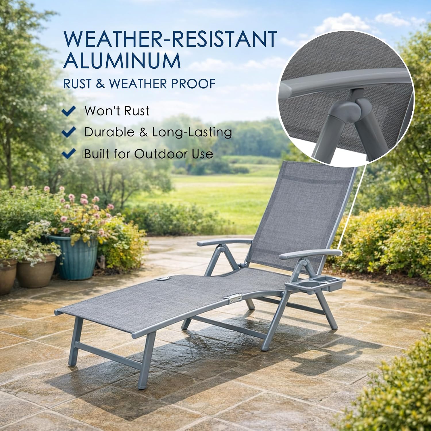 Aluminum Adjustable Outdoor Chaise Lounge Chair