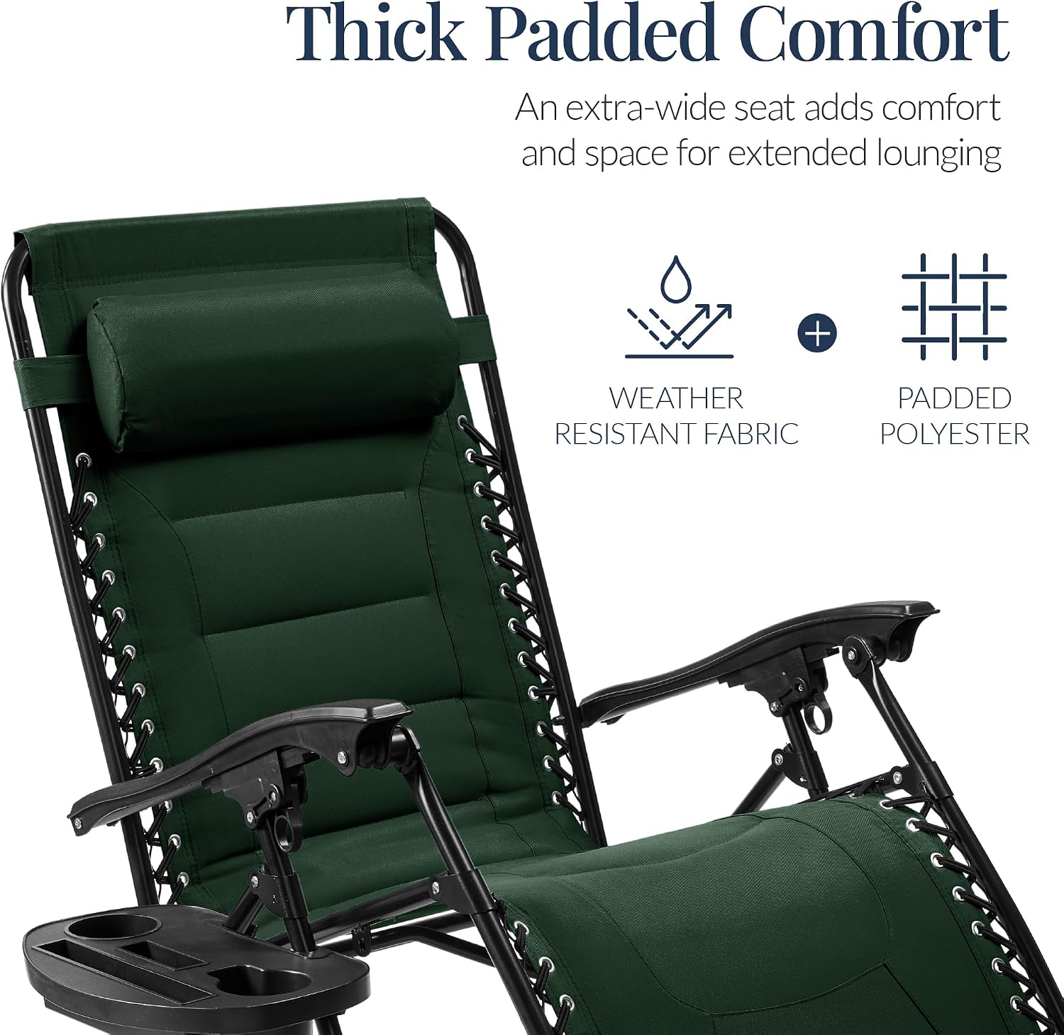 XL Padded Zero Gravity Outdoor Lounge Chair