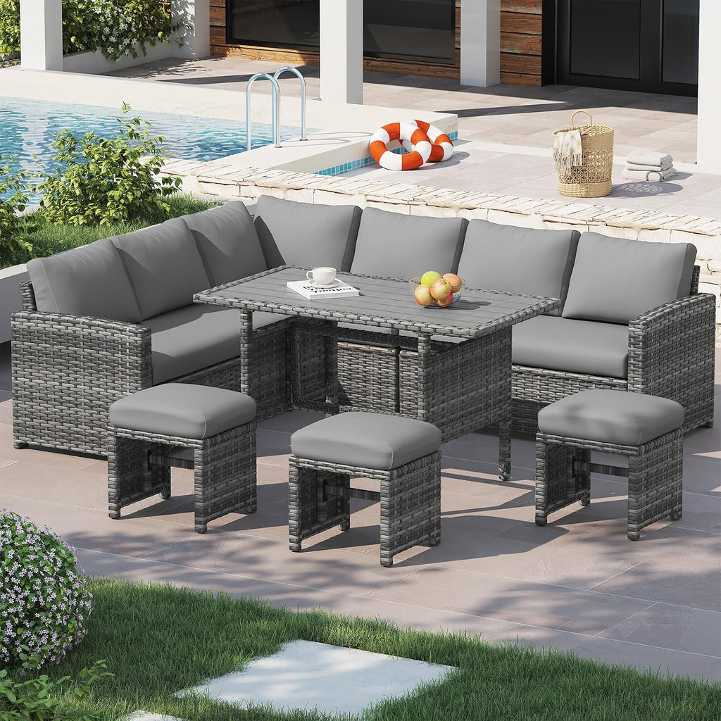 Grey Wicker Outdoor Sectional Sofa Set