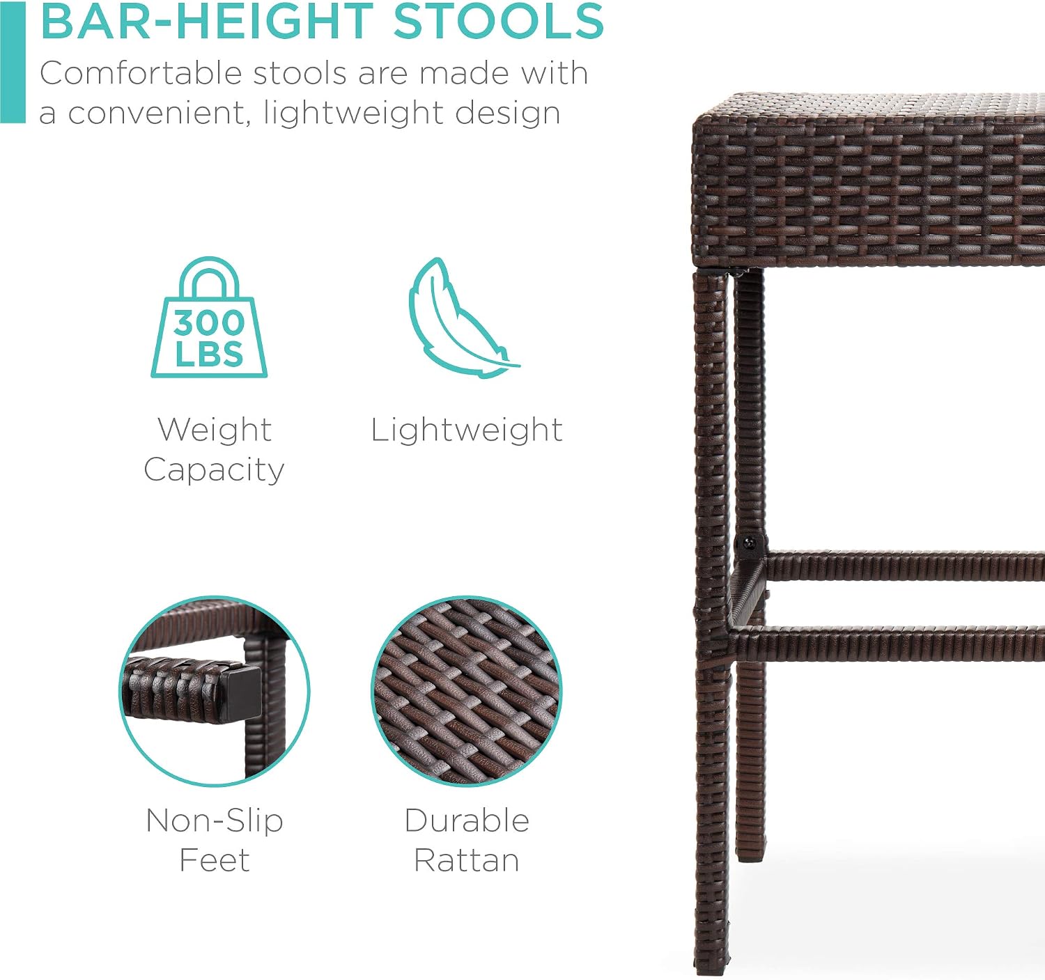 Brown Wicker Storage Patio Bar Set