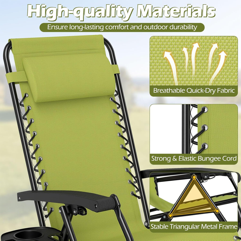 Green Portable Zero Gravity Lounge Chair