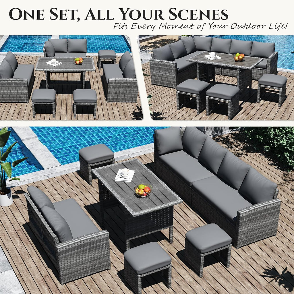 Grey Wicker Outdoor Sectional Sofa Set