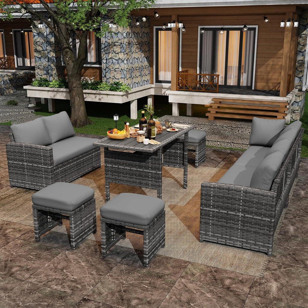 Grey Wicker Outdoor Sectional Sofa Set