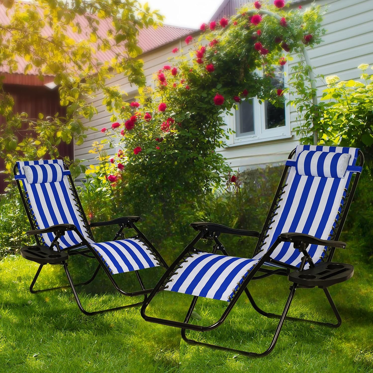 2 Navy Zero Gravity Lounge Chairs