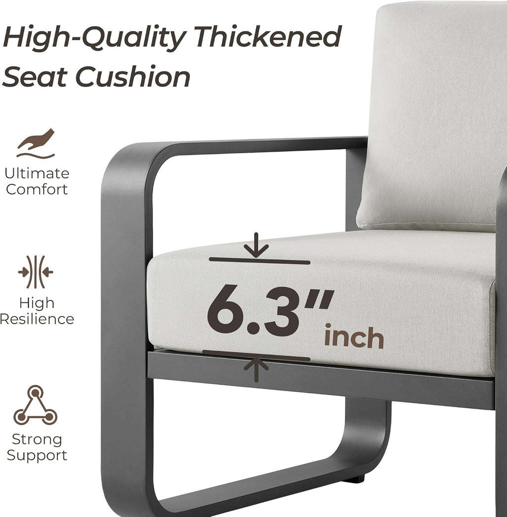 Brown Aluminum Cushioned Patio Conversation Set