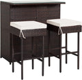 Rattan Glass Cushioned Patio Bar Set