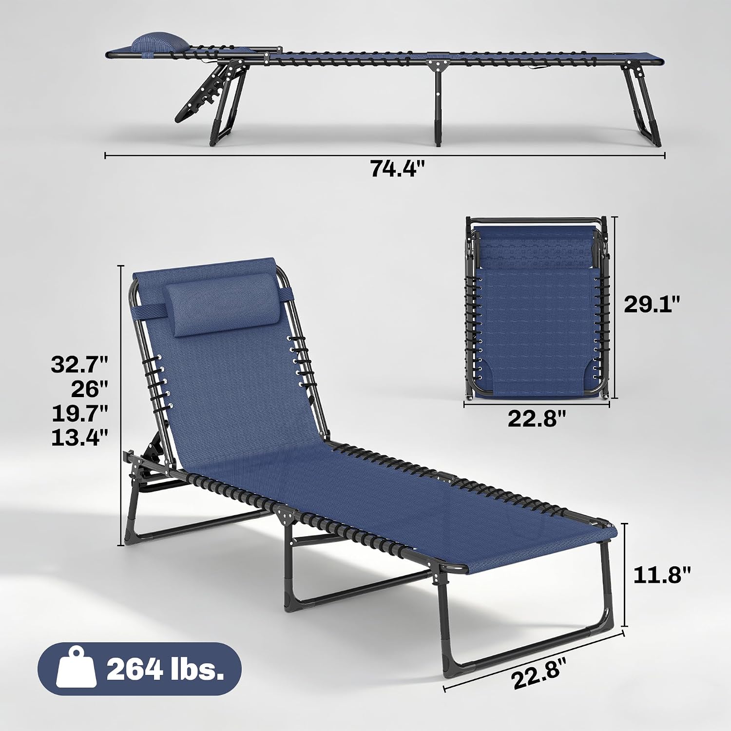 Outdoor 4-Position Folding Chaise Lounge Chair