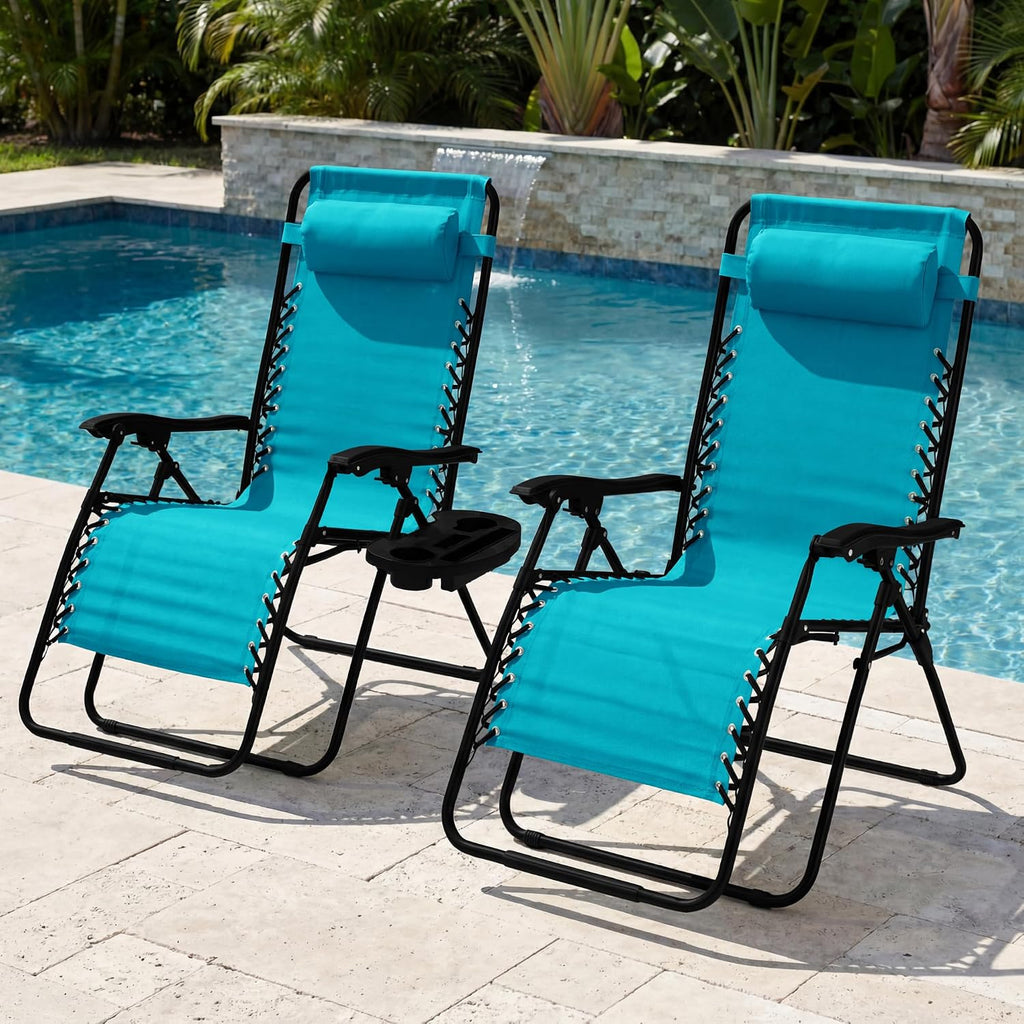 2 Peacock Blue Zero Gravity Chairs