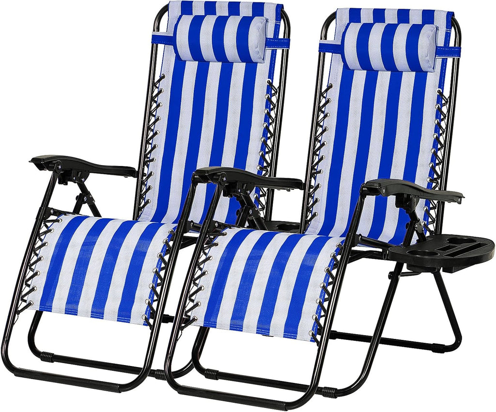 2 Navy Zero Gravity Lounge Chairs