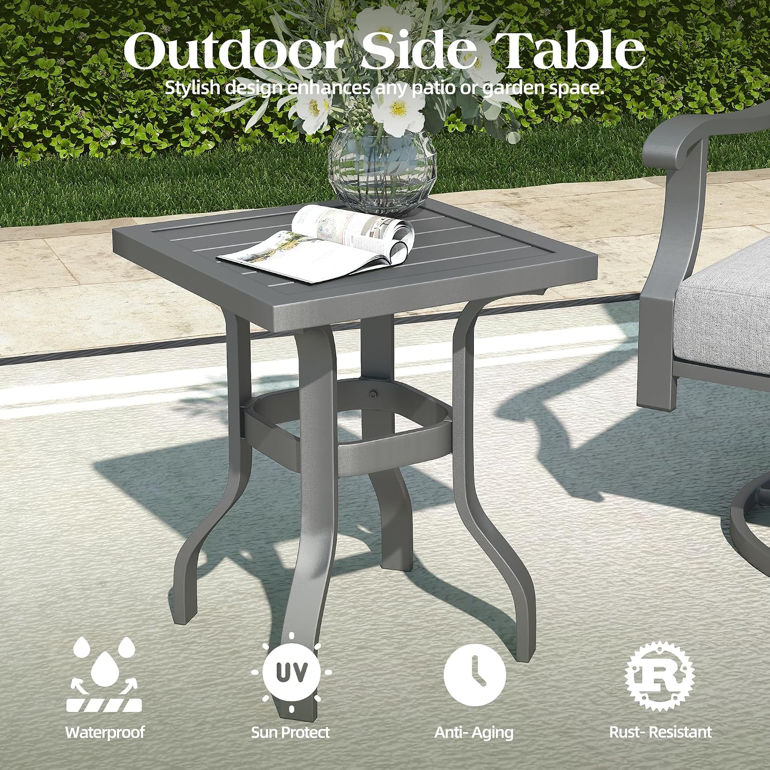 Gray Metal Swivel Patio Sofa Cushion Set