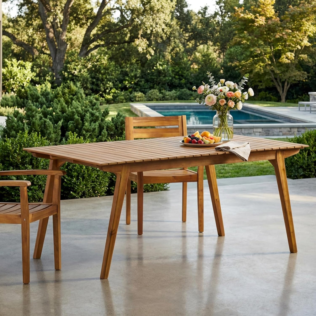 Acacia Wood Teak Finish Rectangular Patio Table