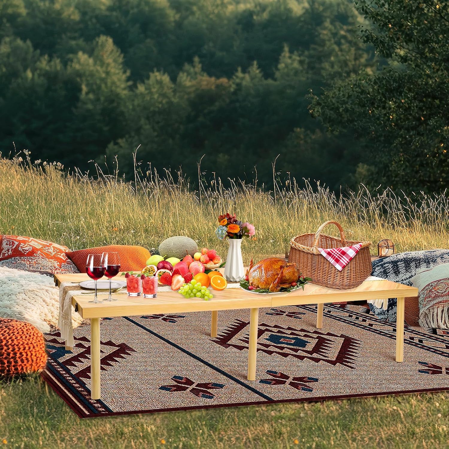 Wooden Adjustable Portable Folding Picnic Table