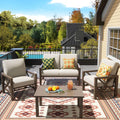 4Pc Patio Rocking Chair Set Beige
