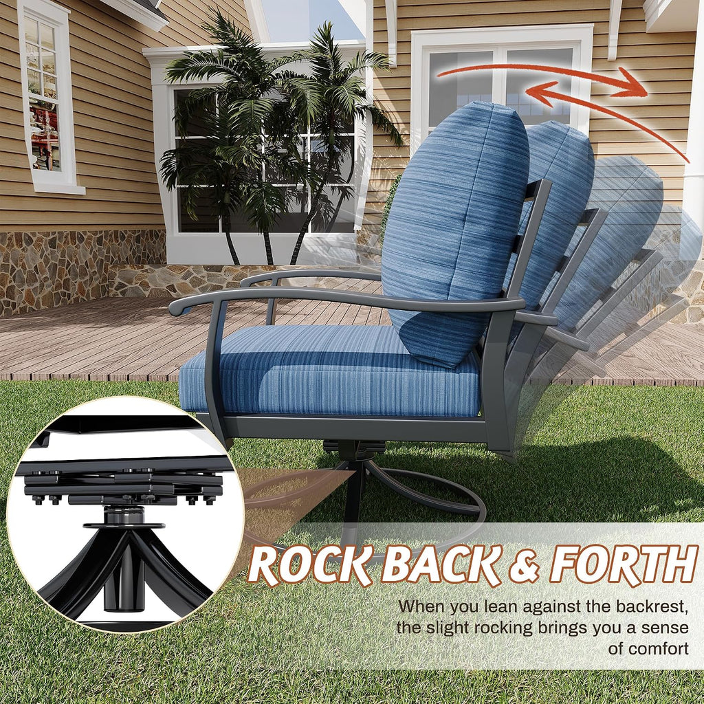 Swivel Rocking Metal Patio Sofa Table Set